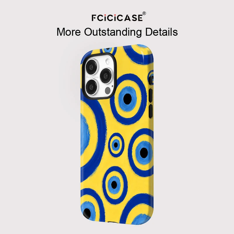 Fcicicase Magnetic For Magsafe Phone Case For iPhone 17 Air 14 13 12 11 Pro Max 16 Plus 15 Circular Dots Shockproof Matte Cover