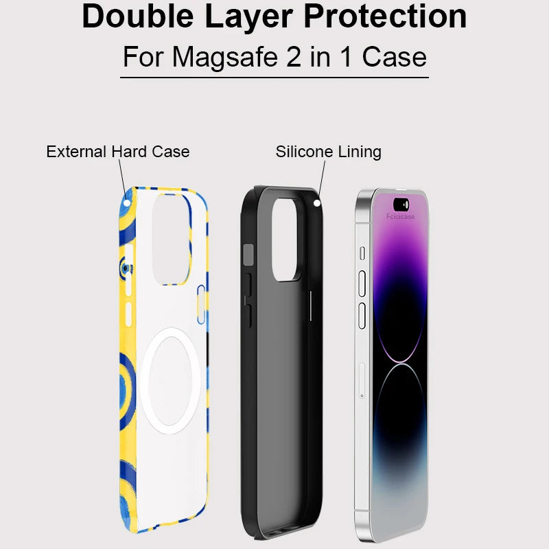Fcicicase Magnetic For Magsafe Phone Case For iPhone 17 Air 14 13 12 11 Pro Max 16 Plus 15 Circular Dots Shockproof Matte Cover