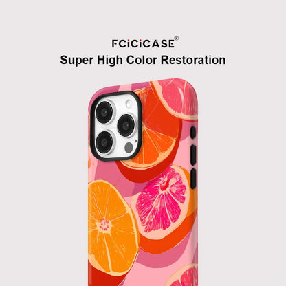 Fcicicase Fruit Orange Pattern Phone Case For iPhone 16 15 Pro Max 14 Plus 13 Pro 12 11 For Magsafe Wireless Charger Matte Cover
