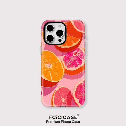 Fcicicase Fruit Orange Pattern Phone Case For iPhone 16 15 Pro Max 14 Plus 13 Pro 12 11 For Magsafe Wireless Charger Matte Cover