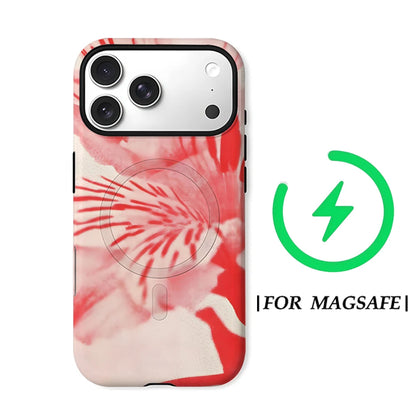 KASEO Matte Bumper for Magsafe Case for IPhone 17 16 15 14 Plus 13 Pro Max Shockproof Hard PC Blush Alstroemeria Cover