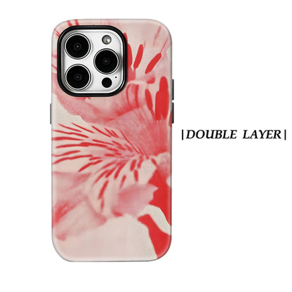 KASEO Matte Bumper for Magsafe Case for IPhone 17 16 15 14 Plus 13 Pro Max Shockproof Hard PC Blush Alstroemeria Cover
