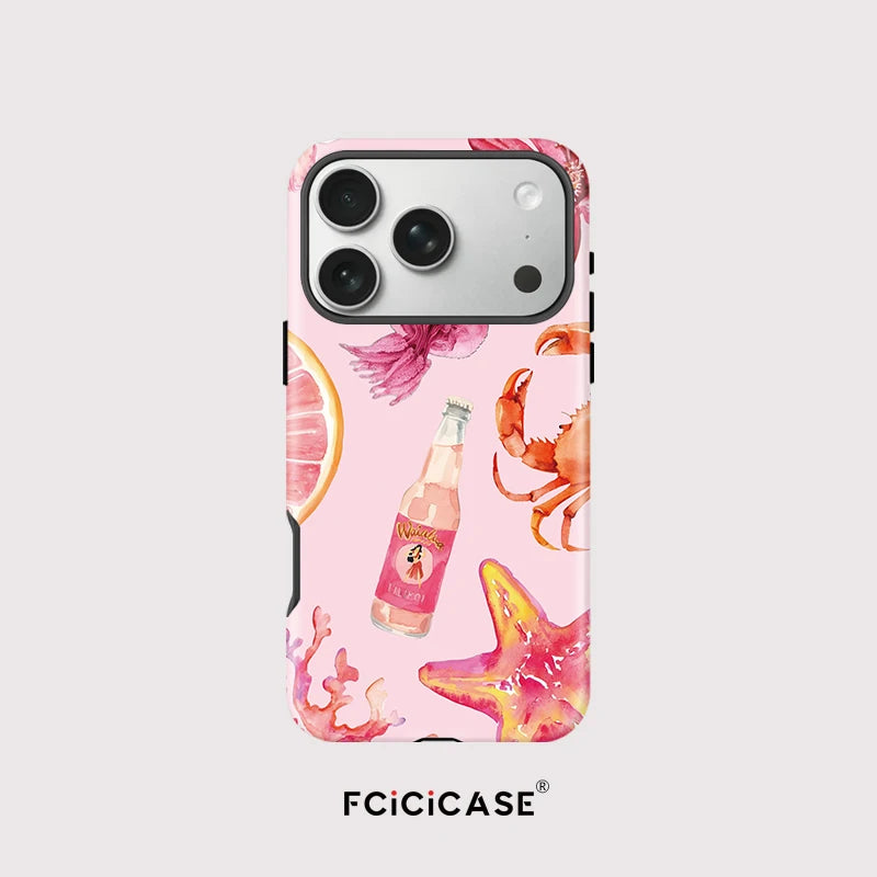 Fcicicase Luxury For Magsafe Phone Case For iPhone Air 17 16 15 Plus 14 13 12 Pro Max 11 Drink Bottle Starfish Pattern Cover