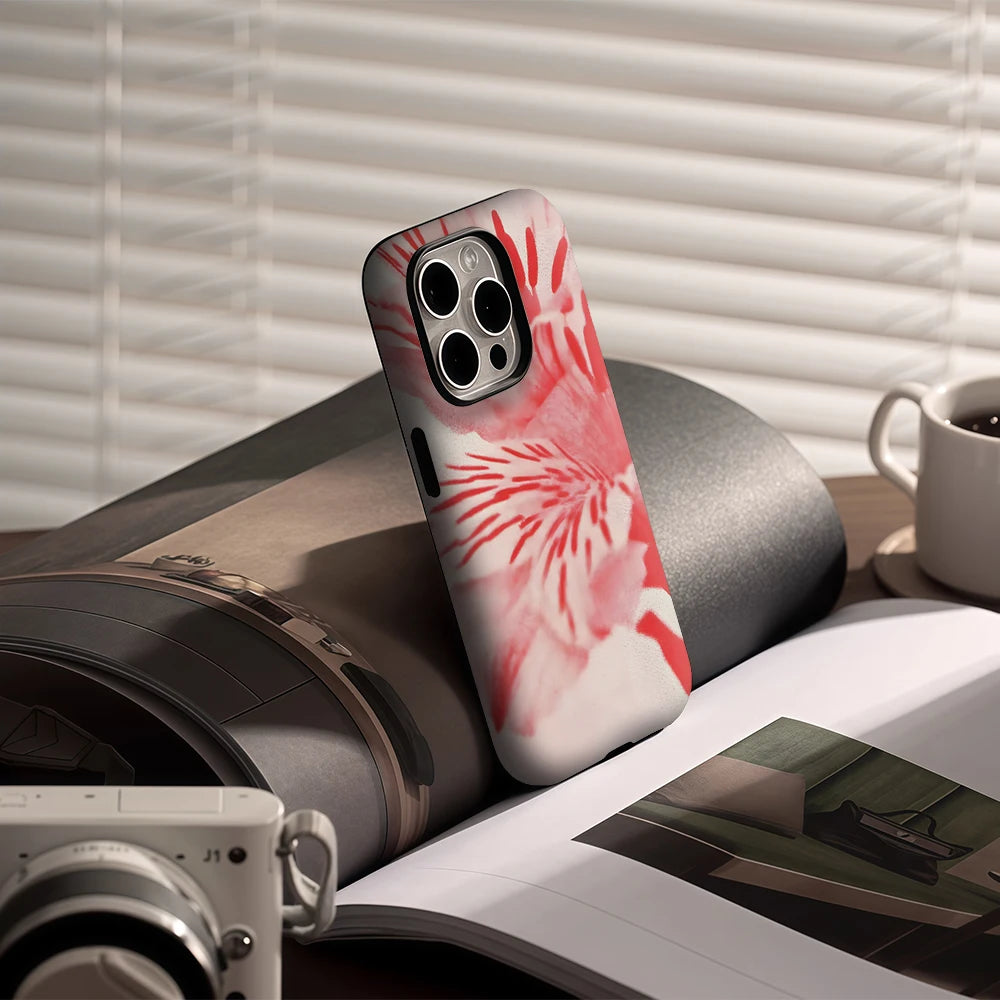 KASEO Matte Bumper for Magsafe Case for IPhone 17 16 15 14 Plus 13 Pro Max Shockproof Hard PC Blush Alstroemeria Cover