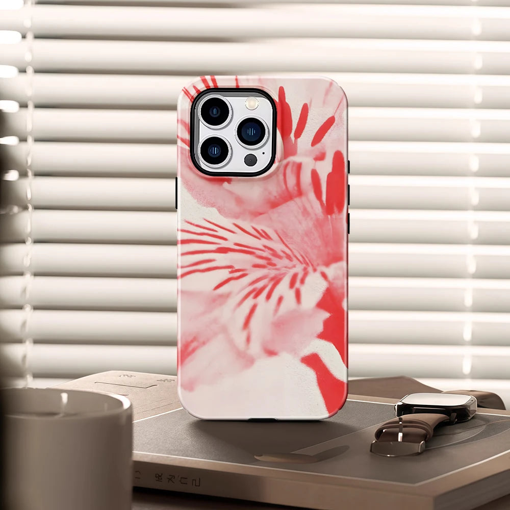 KASEO Matte Bumper for Magsafe Case for IPhone 17 16 15 14 Plus 13 Pro Max Shockproof Hard PC Blush Alstroemeria Cover