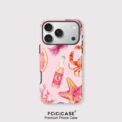 Fcicicase Luxury For Magsafe Phone Case For iPhone Air 17 16 15 Plus 14 13 12 Pro Max 11 Drink Bottle Starfish Pattern Cover