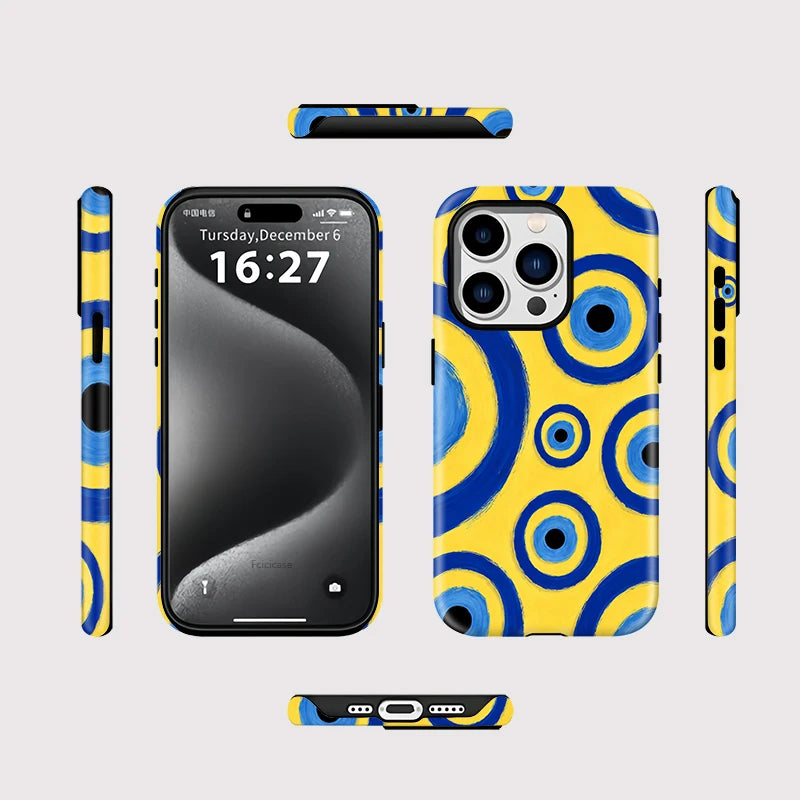 Fcicicase Magnetic For Magsafe Phone Case For iPhone 17 Air 14 13 12 11 Pro Max 16 Plus 15 Circular Dots Shockproof Matte Cover