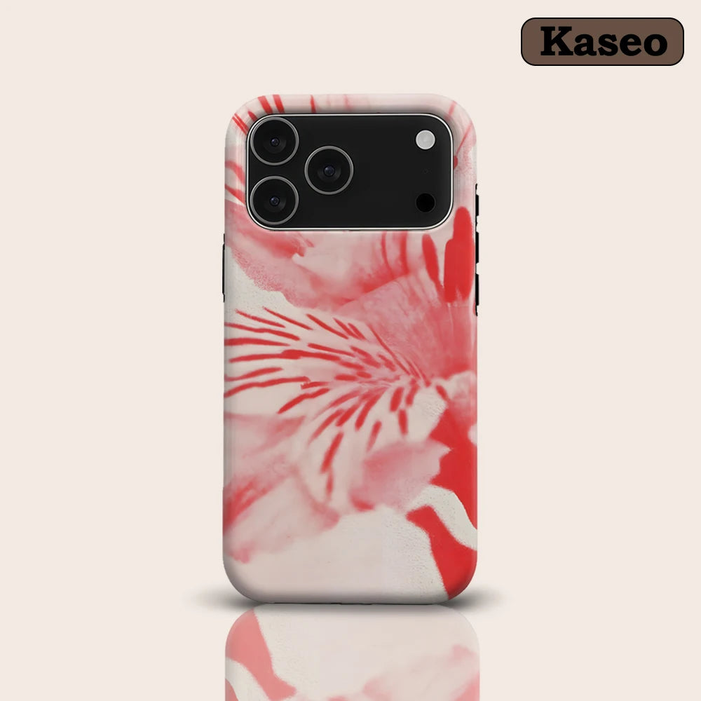 KASEO Matte Bumper for Magsafe Case for IPhone 17 16 15 14 Plus 13 Pro Max Shockproof Hard PC Blush Alstroemeria Cover