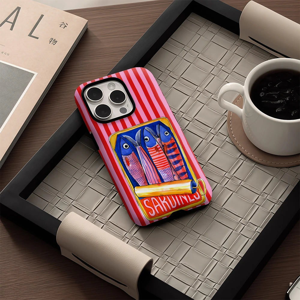 KASEO Matte Bumper for Magsafe Case for IPhone 17 16 15 14 Plus 13 Pro Max Shockproof Hard PC Candy Stripe Sardines Cover