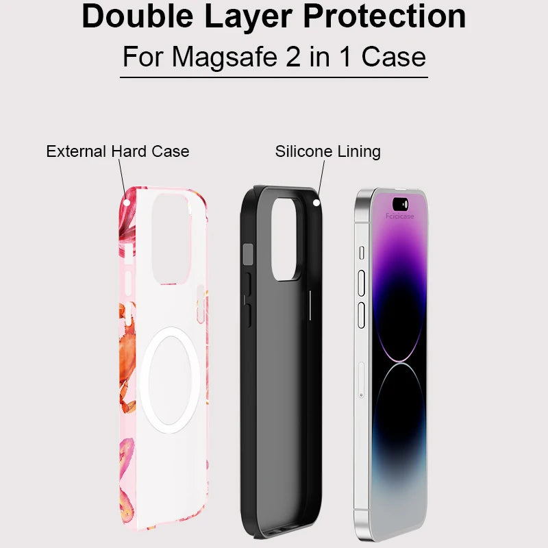 Fcicicase Luxury For Magsafe Phone Case For iPhone Air 17 16 15 Plus 14 13 12 Pro Max 11 Drink Bottle Starfish Pattern Cover