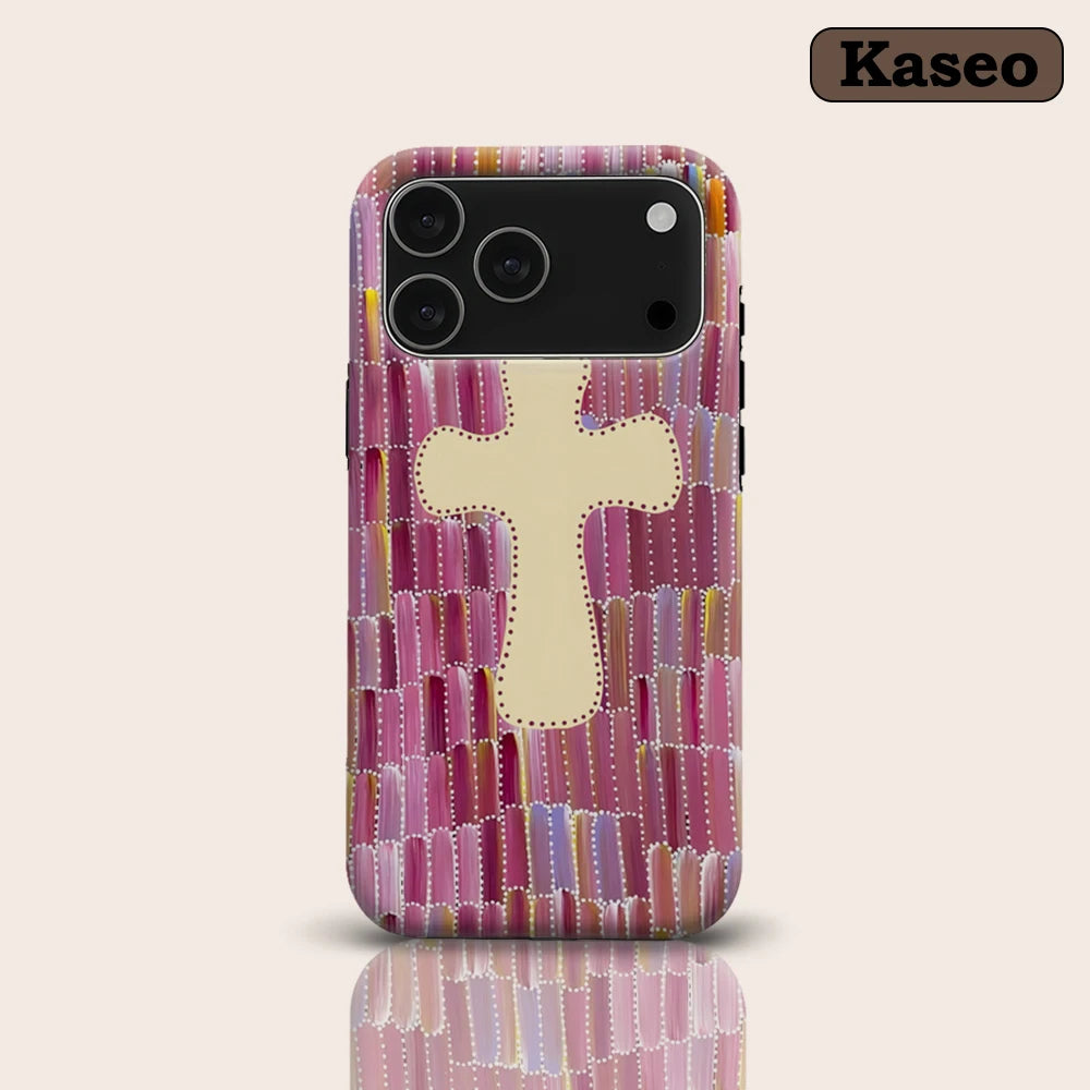 KASEO Matte Bumper for Magsafe Case for IPhone 17 16 15 14 Plus 13 Pro Max Shockproof Hard PC Pastel Cross Cover