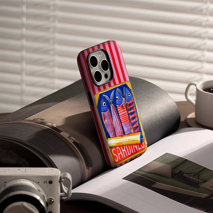 KASEO Matte Bumper for Magsafe Case for IPhone 17 16 15 14 Plus 13 Pro Max Shockproof Hard PC Candy Stripe Sardines Cover